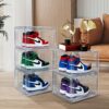 AOHMPT 12 Pack Shoe Box,Drop Front Shoe Box,Clear Plastic Stackable Sneaker Box,Shoe Containers,Acrylic Shoe Display Case,Sneaker Storage,Fits Up