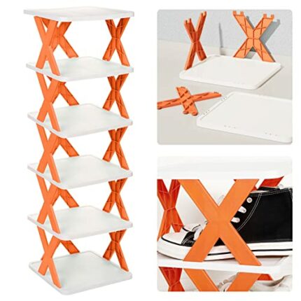 DULKET Folding Shoe Racks, Storable Shoe Rack, Shoe Racks, Convenient Shoe Rack Without Installation, Suitable for Bedroom, Living Room (Orange)