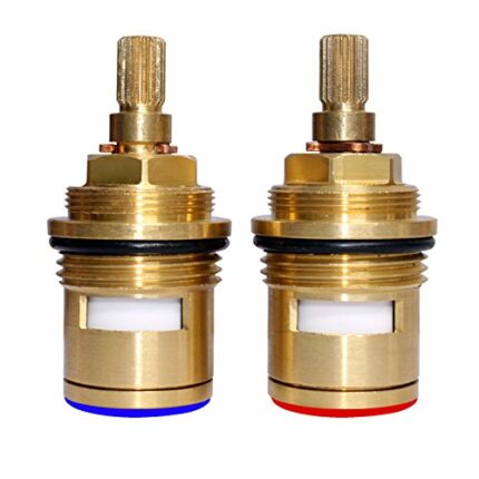 Skybath Bathroom Basin 2PCS Pair 3/4 Ceramic Disc Cartridge Replacement Mixer Hot and Cold Tap Inner Faucet Valve Quarter Turn (Hot and Cold Cart