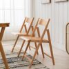WALNUT Wood Color Solid Wood Folding Chairs Wedding Patio Garden Furniture Compact Space Saving Portable