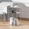 Cuguords Clear Acrylic Side Table for Small Spaces, Acrylic Nightstand for Bedroom Set of 2, 3 Tire Coffee/End Table for Living Room, Bedside Tab