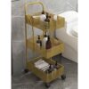 DINGZZ Scandinavian Iron Shelves Bedroom Kitchen Metal Removable Bathroom Storage Rack With Wheels Trolley