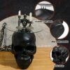 Thyle Gothic Black Skull Glass Topped Table Gothic Coffee Table Round Glass Top Spooky End Tables Gothic Pedestal Table for Furniture Living Room