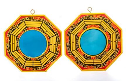 DMtse 4 Inch Bagua Mirror Set of 2 for Protection; One Concave Mirror for protection against passive negative energy & One Convex Mirror for prot