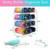 ALKNOT Water Bottle Organizer for Cabinet, 4 Pack Stackable Clear Plastic Water Bottle Holder,Wine Rack/Drink Bottle Storage Stand for Refrigerat