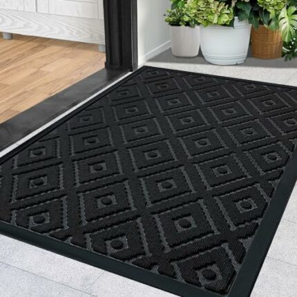 REFETONE Door Mats Outdoor, Heavy Duty Non Slip Rubber Outdoor Mat for Front Door, Low Profile Waterproof Outdoor Doormats for Outdoor Entrance,