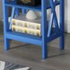 VECELO End Side Table with Storage Shelf, Nightstands for Living Room, Bedroom, Wood, Blue, X-Design Furniture
