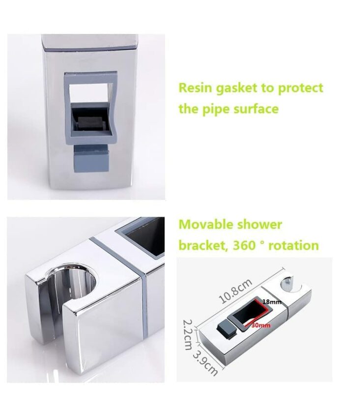 I3C Square Shower Head Holder for Square Shower Riser,Adjustable Bathroom Handheld Shower Holder ABS and Surface Chrome Plating for 30 X 18 mm Fi