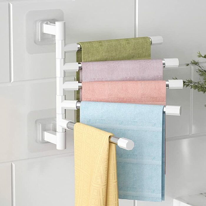 MIAOHY Bathroom Towel Rack Rotatable Towel Holder Space Aluminum 2/3/4/5-Bar Towel Hanger Kitchen Shelf Paper Hanging Wall Mounted (Size : 2)