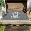 AROGAN Doormat Dog Chenille Doormats Indoor Entrance Grey, Pet Indoor Door Mats Washable for Mud Entry Indoor Busy Area Dogs Muddy Pawprints 30x4