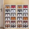 Tuzsocr Set of 6 Clear Shoe Boxes, Shoe Organiser, Installation Free, Stackable Transparent Plastic Shoe Box with Lid for Ladies/Men 34 X 25 X 16