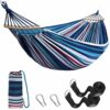 Anyoo Garden Cotton Hammock with 40CM Curved Wooden bar Portable Comfortable Hammock with Compact Travel Bag,Perfect for Indoor/Outdoor Patio Yar