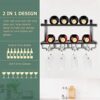 Wine Rack Wall Mounted with Wine Glasses Rack Horizontal Wine Bottle Glass Holder for 8 x Glasses and 8 x Wine Bottles