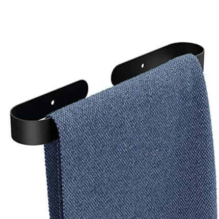 Black Towel Holder | Stylish Bathroom Towel Rail | Self adhesive and wall mounted | 30cm or 12 inches in length | Stainless Steel Towel Rail Wall