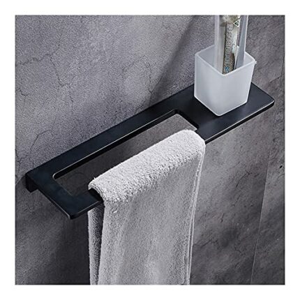 HIGOH Towel Racks,Towel Holder Towel Rail for Bathroom, Hand Towel Holder Towel Bar and Toothbrush Cup, Space Aluminum in the Bathroom Wall Mount