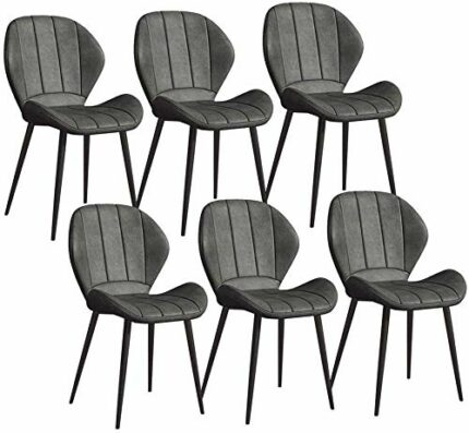Modern Kitchen Dining Room Chairs Dining Chairs Set Of 6 PU Upholstered Seat With Metal Legs Home Kitchen Lounge Chair (Color : Black)