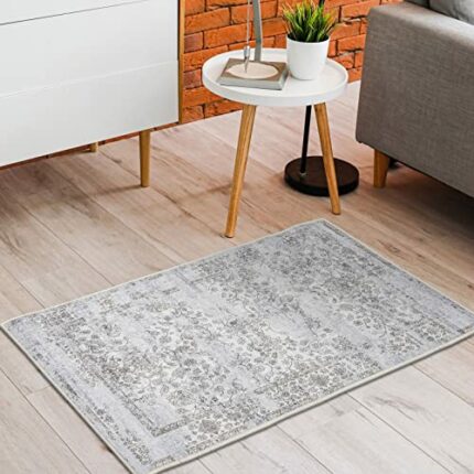 Taleta Barley Doormats Traditional Floral Durable Colorfast Without Fluff Rug for Doorways.（Gold, 50 * 80cm）