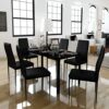 WALNUT Kitchen Tables and Chairs Set Dining Room Table Set for 6 Black