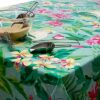 Wipe Clean Tablecloth Oilcloth PVC Vinyl Green and Pink Tropical Birds and Butterflies 140cm x 200cm Rectangle (55" x 79")