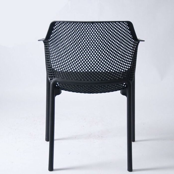 LUKEO Plastic Chairs For Kitchen Adult Backrest Armrest Furniture Dining Chair PP Hollow Living Room Chair (Color : D, Size : Light Grey)