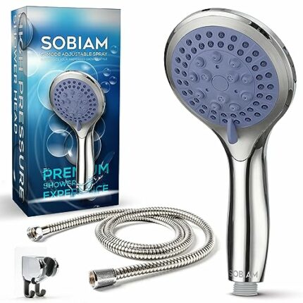 SOBIAM High-Pressure Shower Head with Hose and Holder - Experience Pure Shower Bliss with 5 Spray Modes and Water Softening