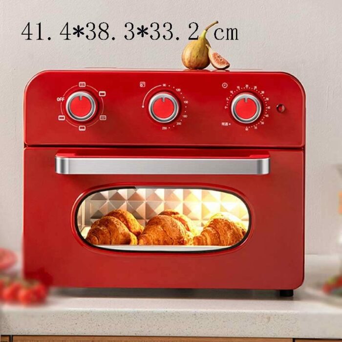 KKYKP Electric mini oven multi-function hard with time broil includes baking pan and rack toaster pizza (Color : Red, Size : 38.3 * 41.4cm)