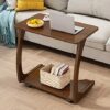 ZCMEB Rubber Solid Wood Sofa Side Table Removable C-shaped Bedside Bedside Table Living Room With Wheels Small Coffee Table (Color : Wit, Size :
