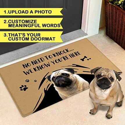 VEELU Personalized Door Mat for Front Door Outdoor Dog Pet Funny Custom Welcome Photo Doormat Outside Inside Modern Farmhouse Decor Unique Gift I