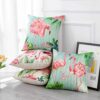 Artscope Set of 4 Waterproof Cushion Covers 45x45cm, Decorative Flamingo and Pink Flowers Pattern Throw Pillow Covers, Perfect to Outdoor Patio G