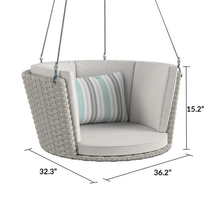 WALNUT Patio Garden Entrance Terrace Wicker/Rattan Porch Swing, Gray, Taupe (Color : A)