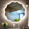 Bathroom mirror Illuminated with LED Light Wall Mounted Frameless Lace Defogging Explosion Proof High Definition Silver Mirror