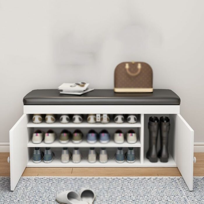 ZCMEB Organized Shoe Cabinet Entrance Hall Shoe Rack Hallway Wooden Bench Storage Bench With Seating Furniture