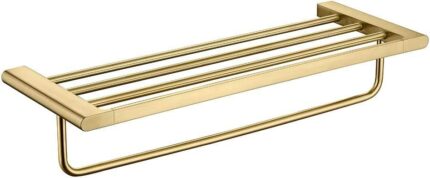 bathroom towel rack 304 Stainless Steel Towel Bar Brushed Gold Towel Rails Heavy Duty Towel Holder Wall Mounted Towel Storage Rack for Bathroom,
