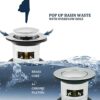 Basin Mixer Tap with Pop Up Waste, BATHWEST Classic Brass Chrome Monobloc Bathroom Sink Taps with Sink Plug, Single Lever Morden Basin Taps with