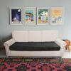 Caijin Sofa Seat Cushion Cover,Soft Velvet Fabric Couch Cushion Slipcover,Stretch Velvet Fabric Elastic Bottom（Black, 3 Seater）