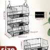 DECOHOME 3 Shelf Metal Hanging Shelves Organiser, Foldable Stackable Wardrobe Storage Shelves with 4 S-Hook, Wall Mounted Storage, Durable Storag