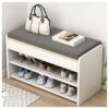 Upholstered Footstool Storage Stool Changing Shoes Stool Home Porch Wear Shoe Stool Soft Bag Cushion Living Room Bedroom Storage Bench Drawer Sto