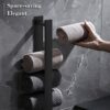Towel Rail Wall Mounted with 2 Towel Hooks, Stainless Steel Black Towel Rail, Self Adhesive Towel Rail No Drilling, Matt Black Bathroom Accessori