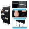 coastal rose Over the Door Shoe Organizer, Hanging Shoe Rack Organizer for Closet Door with 12 Deep Pockets & 3 Metal Hooks, 3-Tier Hanging Shoe