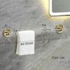 Towel Rail Self Adhesive Towel Rack Wall Mounted No Drill Towel Holder Anti-rust Zinc Alloy/Acrylic For Bathroom Balcony,golden C,60cm