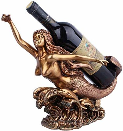 PIBM Stylish Simplicity Wine Racks Free Standing Mermaid，Holders,Living Room Decoration Statue，Vintage Resin Crafts，Home Decorations(32 * 14 * 24