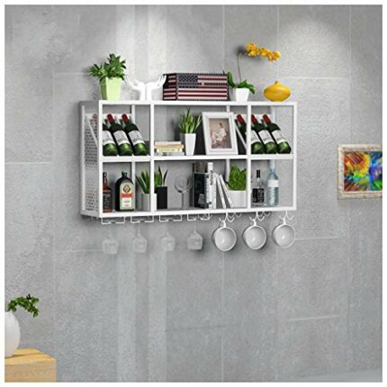 Wall-Mounted Stylish Simplicity Wine Glass Holder Metal Wrought Iron Household Goblet Holder Kitchen or Office Tableware Bottle Holder Glass Wine