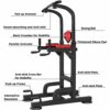 ZXYWW Power Tower Exercise Equipment for Women/Men, Adjustable Height Pull Up Bar & Dip Station with Boxing Ball, Strength Training for Arm Leg
