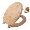 Angel Shield Antibacterial Wooden Soft Close Toilet Seat with Quick Release Adjustable Hinges Toilet Seat Easy Clean and Assembly for Bathroom 45