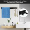 AFASOES Towel Rail, Towel Bars Black Towel Holder Wall Mounted Towel Rack Space Aluminum Towel Robe Hook Towel Hook Hand Towel Holder Towel Rack