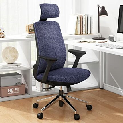 Dripex Mesh Office Chair for Home, Ergonomic Desk Chair With Arms/Lumbar Support/Mesh Back/Adjustable Headrest & Height/Wheels, Computer Chairs T