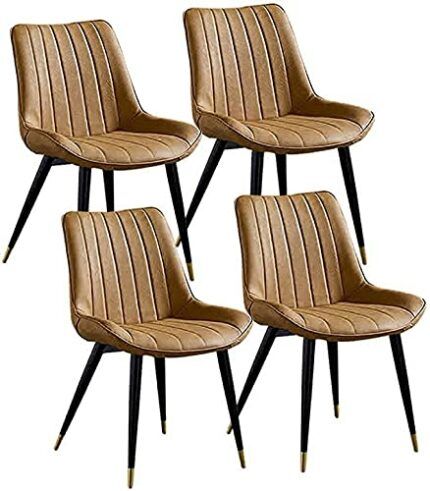 dining chair Kitchen Dining Room Furniture Chairs Vintage Kitchen Dining Chairs Set Of 4 PU Leather Thicken Seat And Backrest Metal Legs Living R