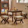 Vanity Stool, Square leathers Makeup Stool with Metal X Legs Small Ottoman Stool Chair Modern Padded Vanity Seat Foot Rest Stool for Makeup Room