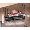Ceiling Stylish Simplicity Down Bottle Rack Vintage Wrought Iron Metal Inverted Goblet Rack Kitchen Cutlery Bottle Holder Bar Adjustable Height F