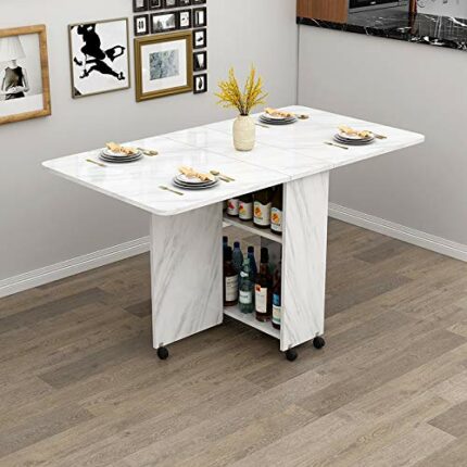 FYTVHVB Storage Wooden Dining Table With Wheels Removable Living Room Folding Kitchen Table Furniture